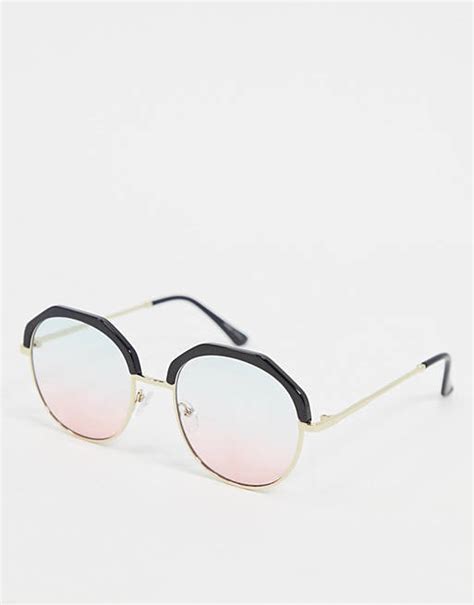 Vero Moda Oversized Round Sunglasses In Pastel Dip Dye Asos