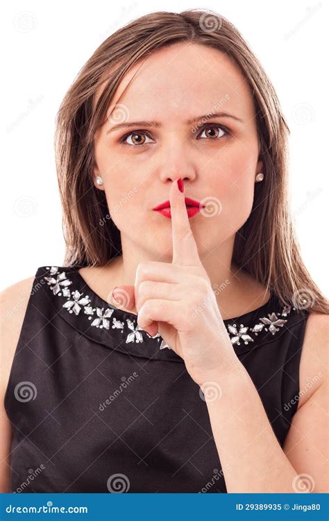 Pretty Young Woman Making A Keep It Quiet Gesture Stock Image Image Of Pretty Beautiful 29389935