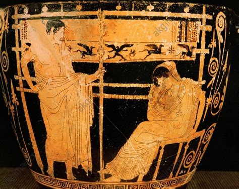 Greek Vase Painting 5th Century Bc Penelope And Telemachus Skyphos