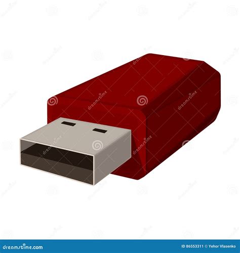 Usb Flash Drive Icon In Cartoon Style Isolated On White Background