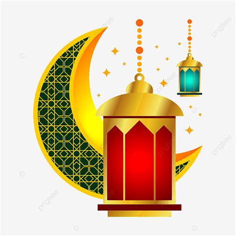 Gambar Tekstur Bulan Sabit Emas Mewah Islam Dengan Tanglung Bergaya
