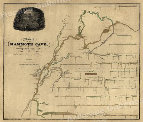 1835 Parco Nazionale Di Mammoth Cave Kentucky Grotta Di Sistema Map