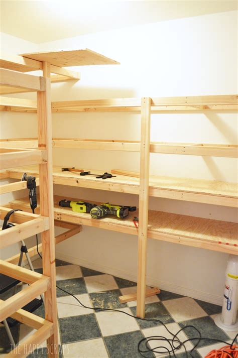 Poplar wood diy pantry shelves. DIY Functional Pantry Shelving - The Happy Scraps