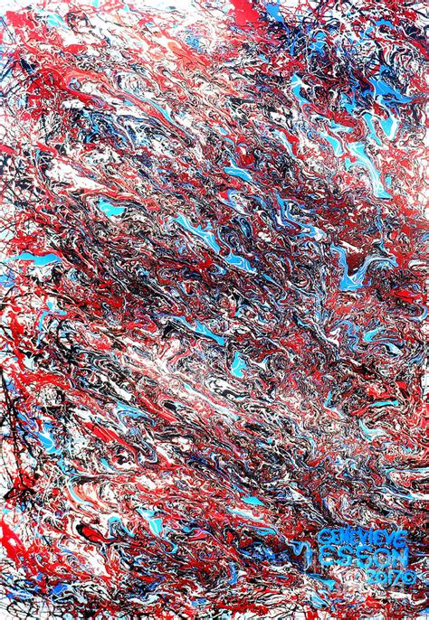 Red White Blue And Black Drip Abstract Painting By
