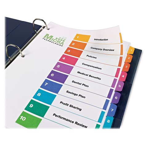 Avery® Ready Index Binder Dividers Customizable Table Of Contents