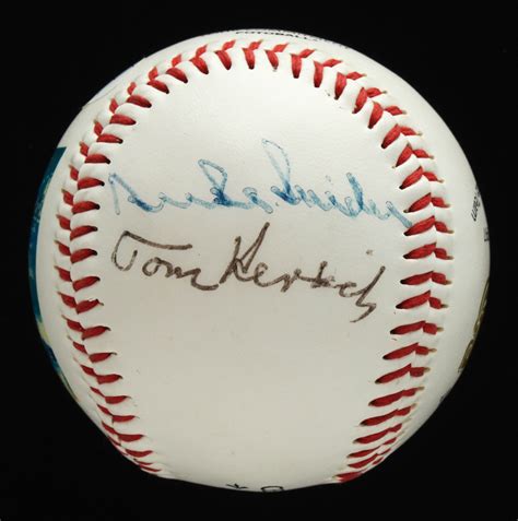 1947 World Series Commemorative Baseball Signed By 4 With Don Larsen
