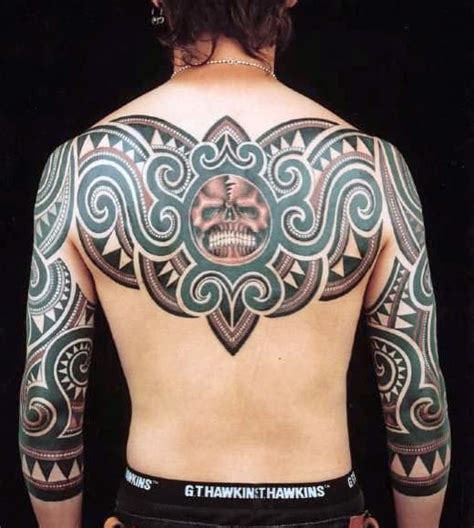 Inspired designs incorporate artistic elements such as bold, large, pointed, and dark shapes and lines as well as an animal or natural imagery. 60 Tribal Back Tattoos For Men - Bold Masculine Designs