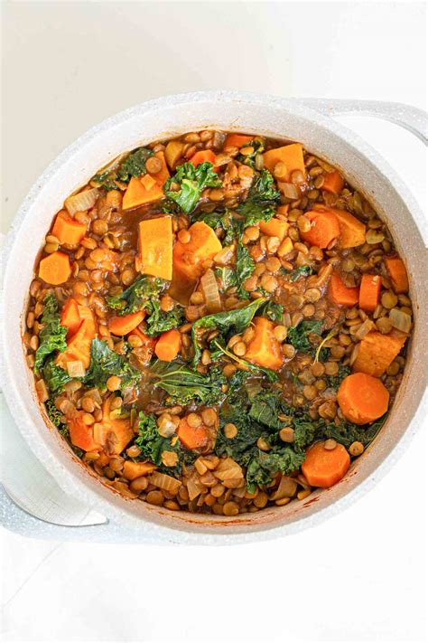 Lentil Sweet Potato Stew With Kale Running On Real Food