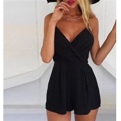 Sexy Playsuit Women Casual Fashion Womens Solid Skinny Playsuits Black Bodycon Party Jumpsuit