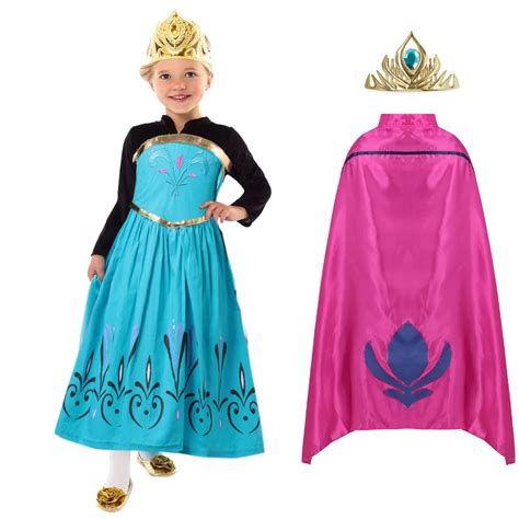 Elsa Coronation Dress With Cape For Child Girl Princess Party Kid