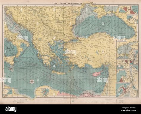 Eastern Mediterranean Black Sea Chart Ports Lighthouses Mail Large C Map Stock Photo Alamy