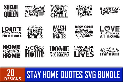 Stay Home Quotes Svg Designs Bundle Graphic By Mofijul2022 · Creative