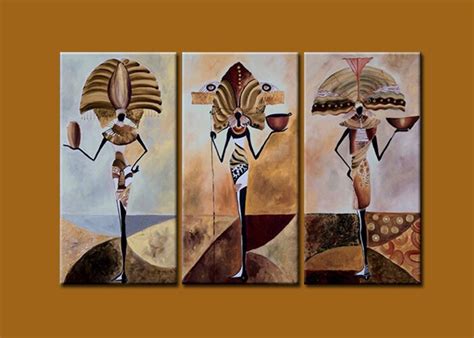 African Tribes Dancing Modern Abstract Landscape Oil