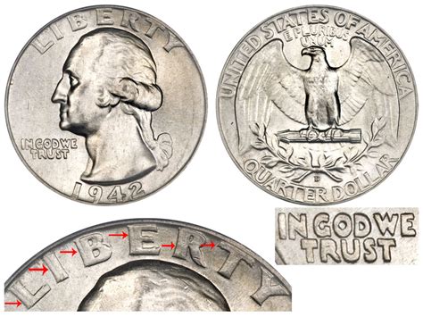1942 D Washington Quarters Doubled Die Obverse Silver Composition