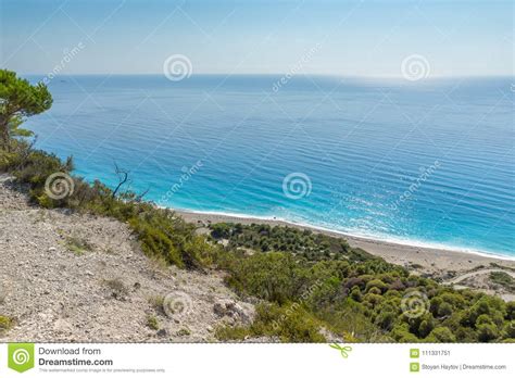 Seascape Of Blue Waters Of Gialos Beach Lefkada Ionian Islands