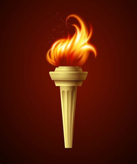 Realistic Fire Torch Illustration Premium Vector