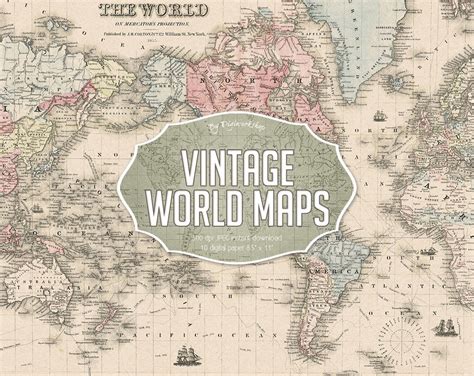 Vintage Maps Digital Paper Vintage World Maps Etsy