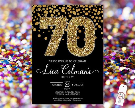 Editable Downloadable 70th Birthday Invitations Templates Free Free