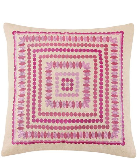 Trina Turk Carmel Pink Geometric Embroidered Square Pillow Dillards