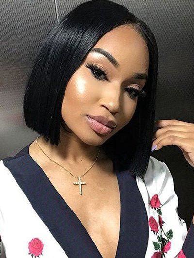 2019 Middle Part Short Straight Bob Synthetic Lace Front Wig