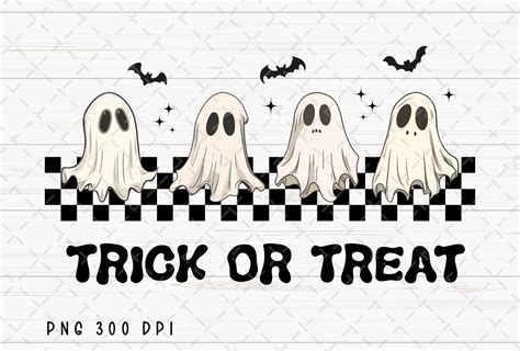 Trick Or Treat Ghost Retro Halloween Png Graphic By Flora Co Studio