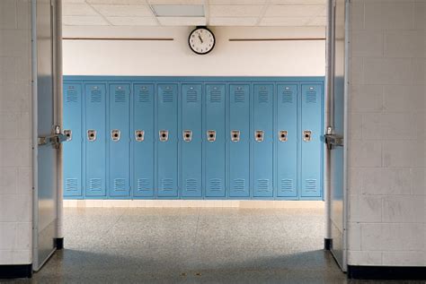 Empty School Hallway And Lockers Stock Photo Download Image Now