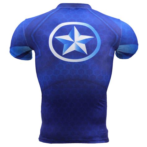 Mens Captain America Compression Shirt Short Sleeve Pkaway