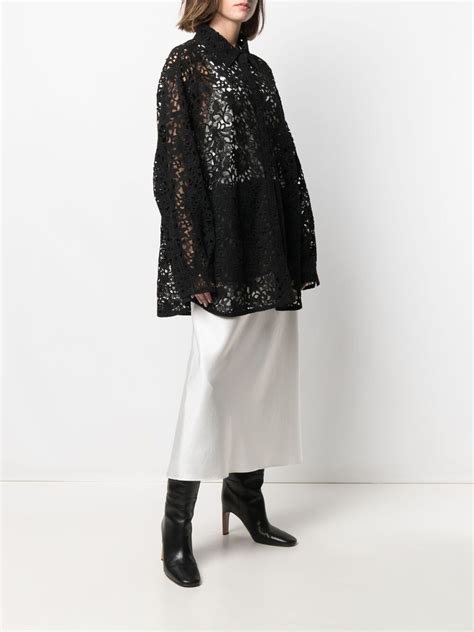 valentino garavani oversized floral lace long sleeve shirt farfetch