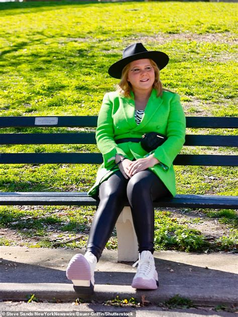 Amy Schumer Dons A Neon Green Blazer While Filming The New Season Of Inside Amy Schumer Daily