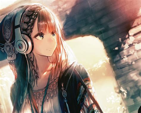 1280x1024 Anime Girl Headphones Looking Away 4k 1280x1024 Resolution Hd