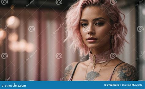 Pink Haired Temptation A Vision Of Beauty Stock Illustration