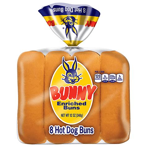 Bunny Bread Hot Dog Buns Enriched Sliced White Bread Hot Dog Buns 8