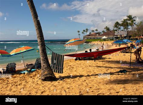 Hammock On Kiahuna Beach Kauai Hawaii Usa Stock Photo Alamy