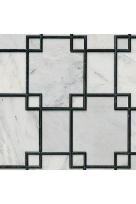 Hampton Carrara Geo Mosaic With Noir Marble Wall Tile Marble Wall