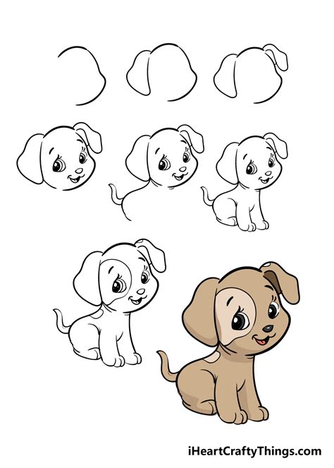Step By Step Tutorial Easy Puppy Cute Dog Drawing For Beginners