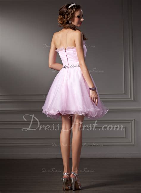 A Lineprincess Strapless Shortmini Tulle Homecoming Dress With Ruffle