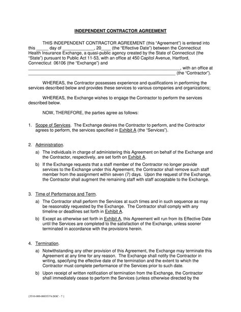 free printable independent contractor agreement templates [word pdf]