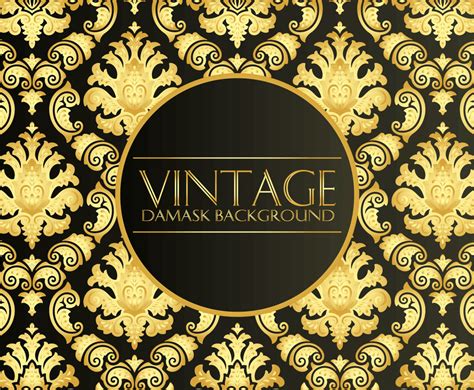 Elegant Black Gold Vintage Damask Vector Art And Graphics