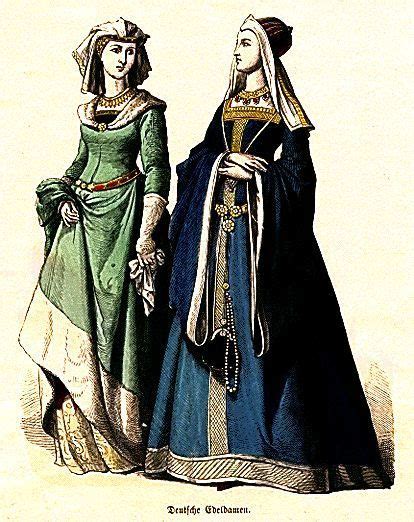 Late Middle Ages Women In Dress And Headdress Medieval Fashion