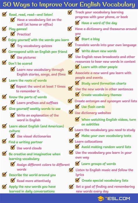 How To Improve Vocabulary 50 Simple Tips English Vocabulary Learn
