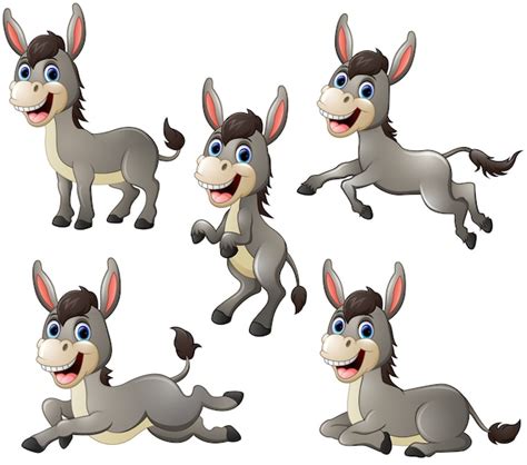 Premium Vector Donkey Cartoon Set Collection
