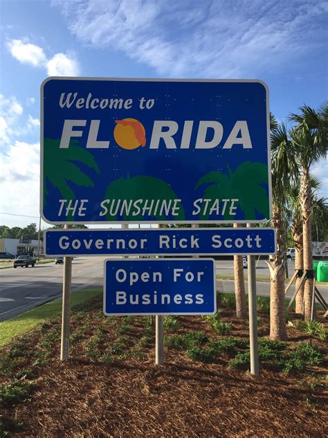 Welcome To Florida Sign Century Fl Sunshine State Florida Highway Signs