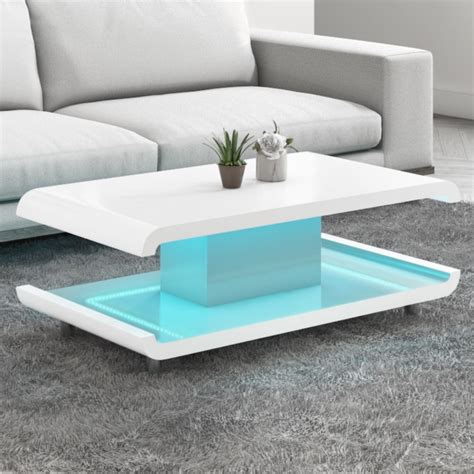 Helps you keep your things organized and the table top clear. High Gloss White Coffee Table with LED Lighting - Tiffany ...