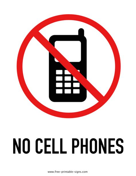 Printable No Cellphone Sign Free Printable Signs