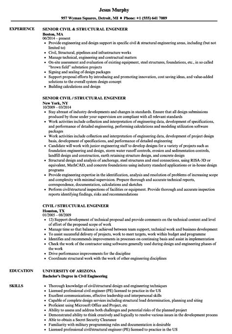Coursework in structural analysis and design, fluid mechanics, environmental engineering, transportation, mechanics of solids, and calculus. Civil Structural Engineer Resume | TemplateDose.com