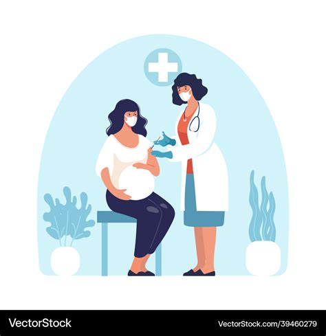 Pregnant Woman At The Doctor A Nurse Giving Vector Image