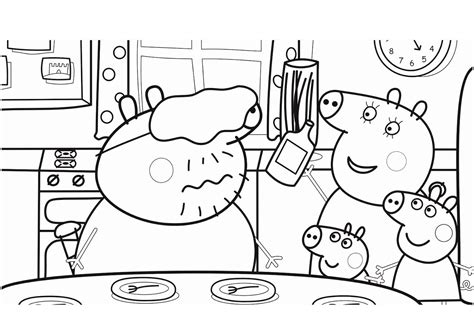 Funny Peppa Pig Family Coloring Pages Daddy Mommy Peppa and Brother