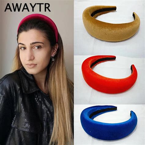 Awaytr Large Velvet Headband For Women Thick Retro Royal Hairband