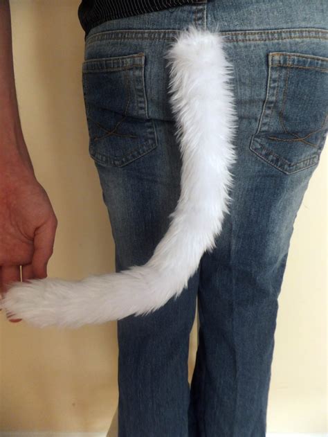 White Cosplay Furry Cat Tail Neko Costume Halloween Kitty Etsy