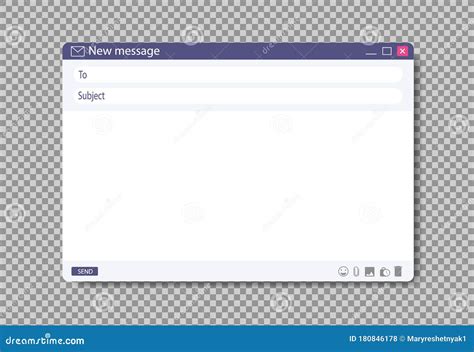 Email Window Template New Message Interface Mockup Computer Desktop
